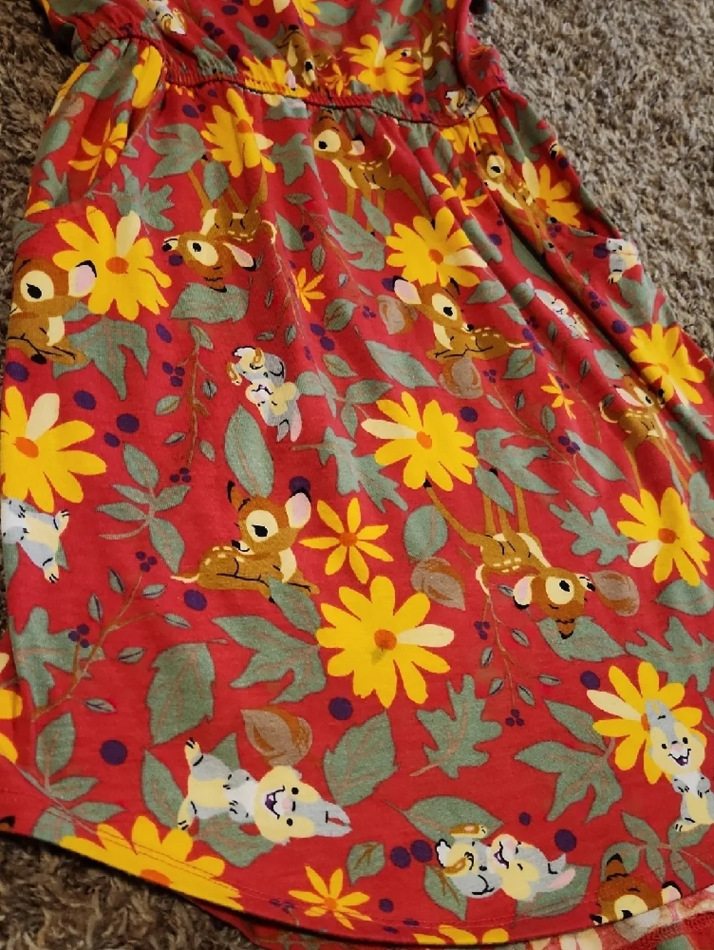 LuLaRoe Kids Dress in Red with Yellow Floral and Green Leaves